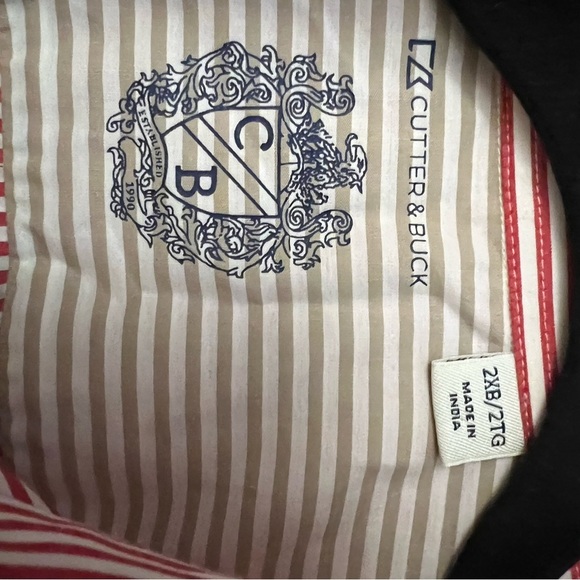 Cutter & Buck Red Striped men’s short sleeved Casual button up Shirt 2XL EUC - Picture 6 of 9